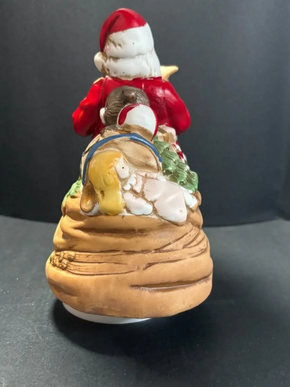 Santas List Christmas Holiday Music Box Figurine Cermaic Vintage 1980s